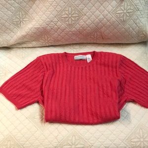Alfred Dunner Pink Short Sleeve Cable Knit Sweater